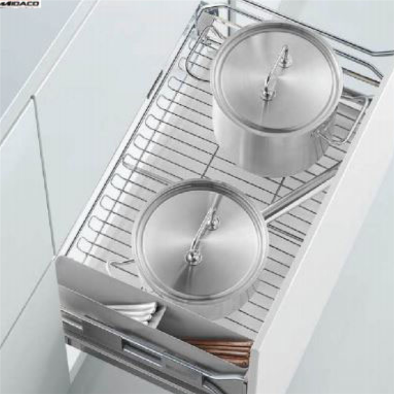 Rổ xoong nồi ray giảm chấn bắt mặt hộc inox 304 Higold 303434