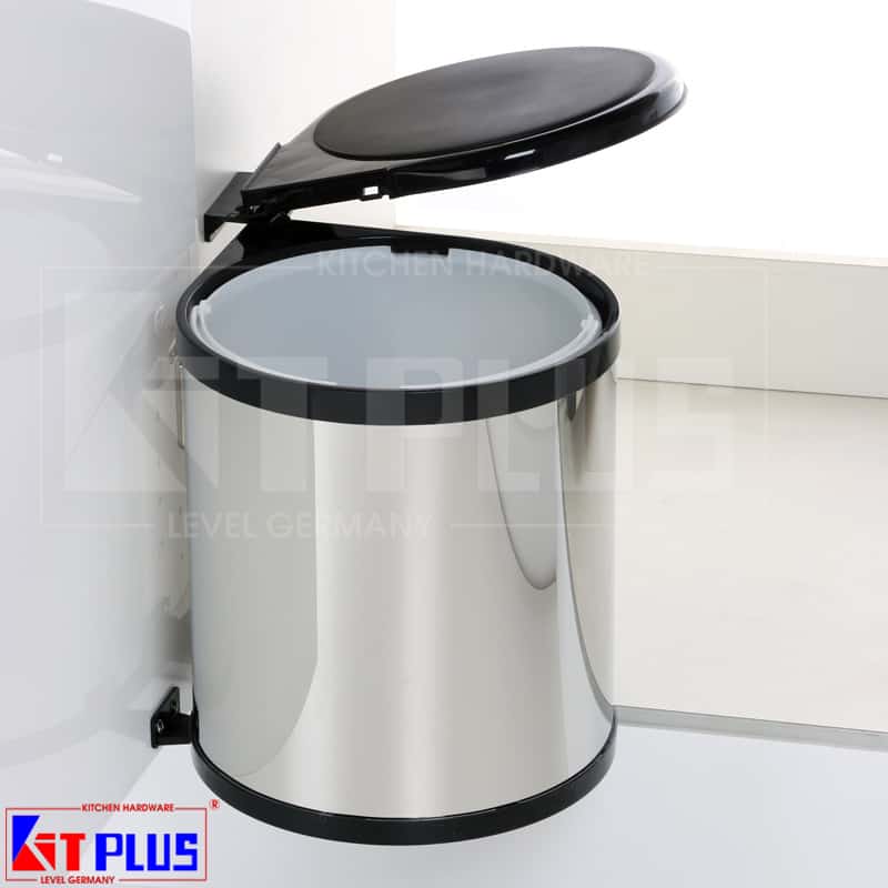 Thùng rác inox tròn gắn cánh 14 lít Kitplus DF14L